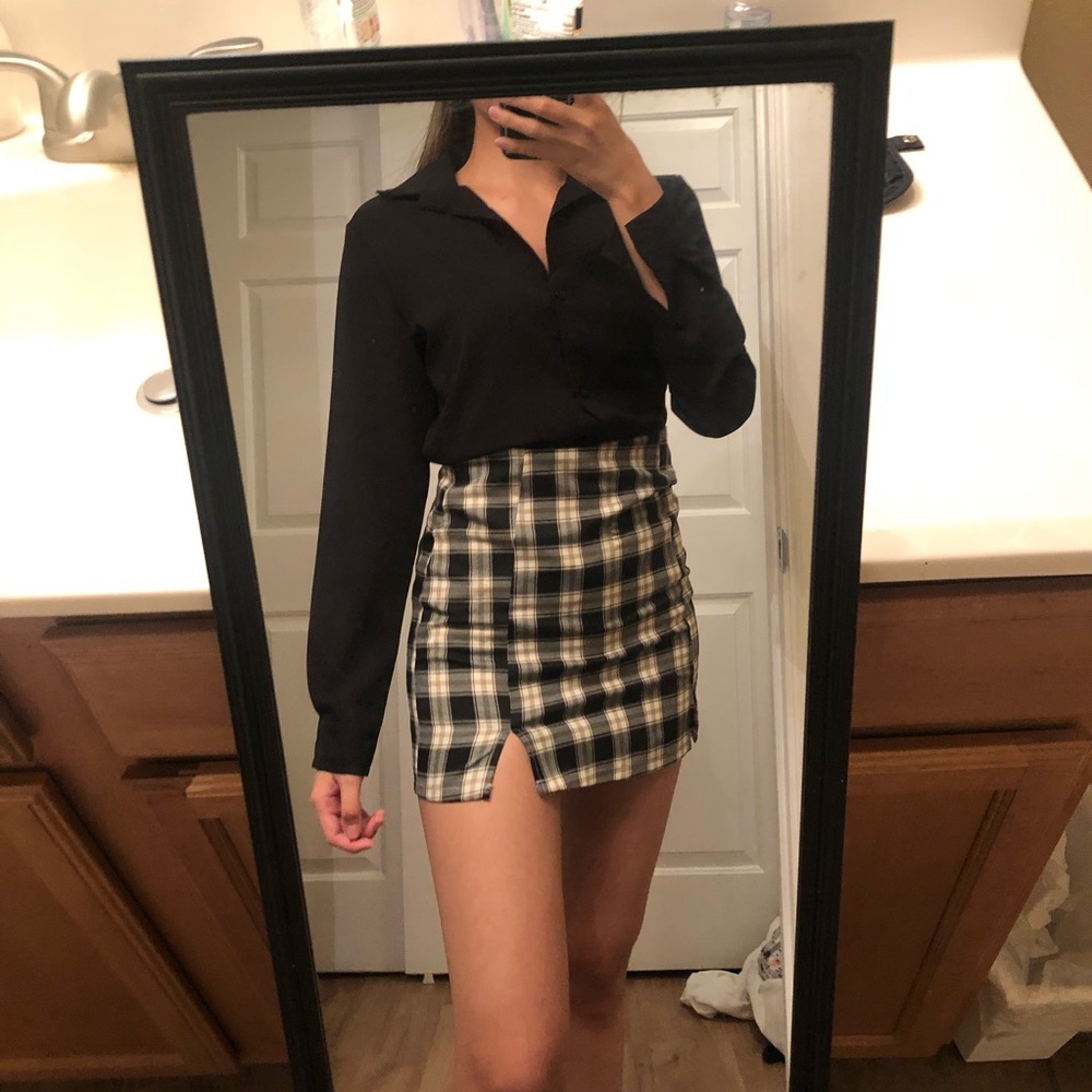 Chiffon black button up shirt long sleeve